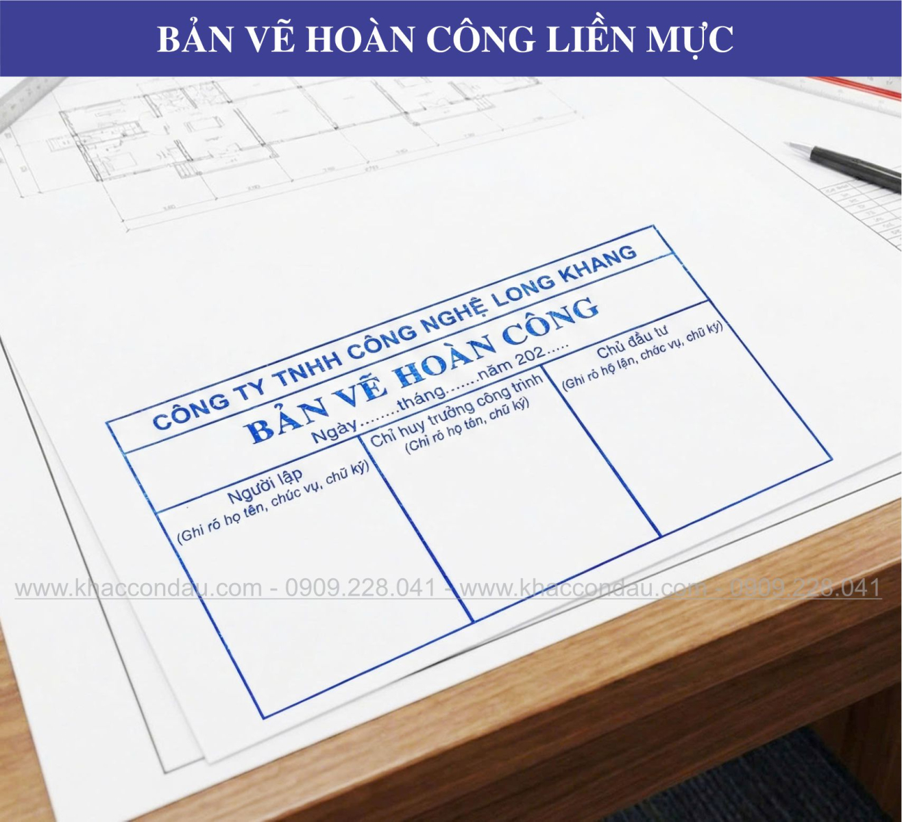 dấu mộc bản vẽ hoàn công liền mực