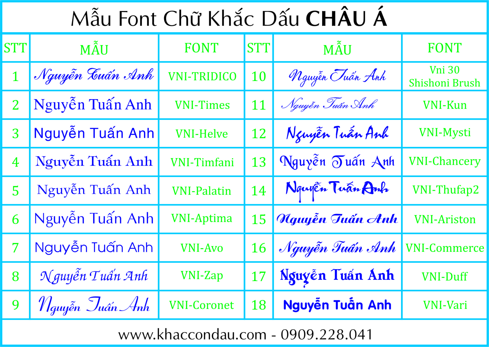 mẫu chữ con dấu tên